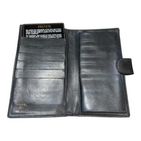 ✨💎CHANEL💎✨BLACK CALFSKIN LONG KISSLOCK WALLET WITH CARD AND BOX! - Picture 2 of 7
